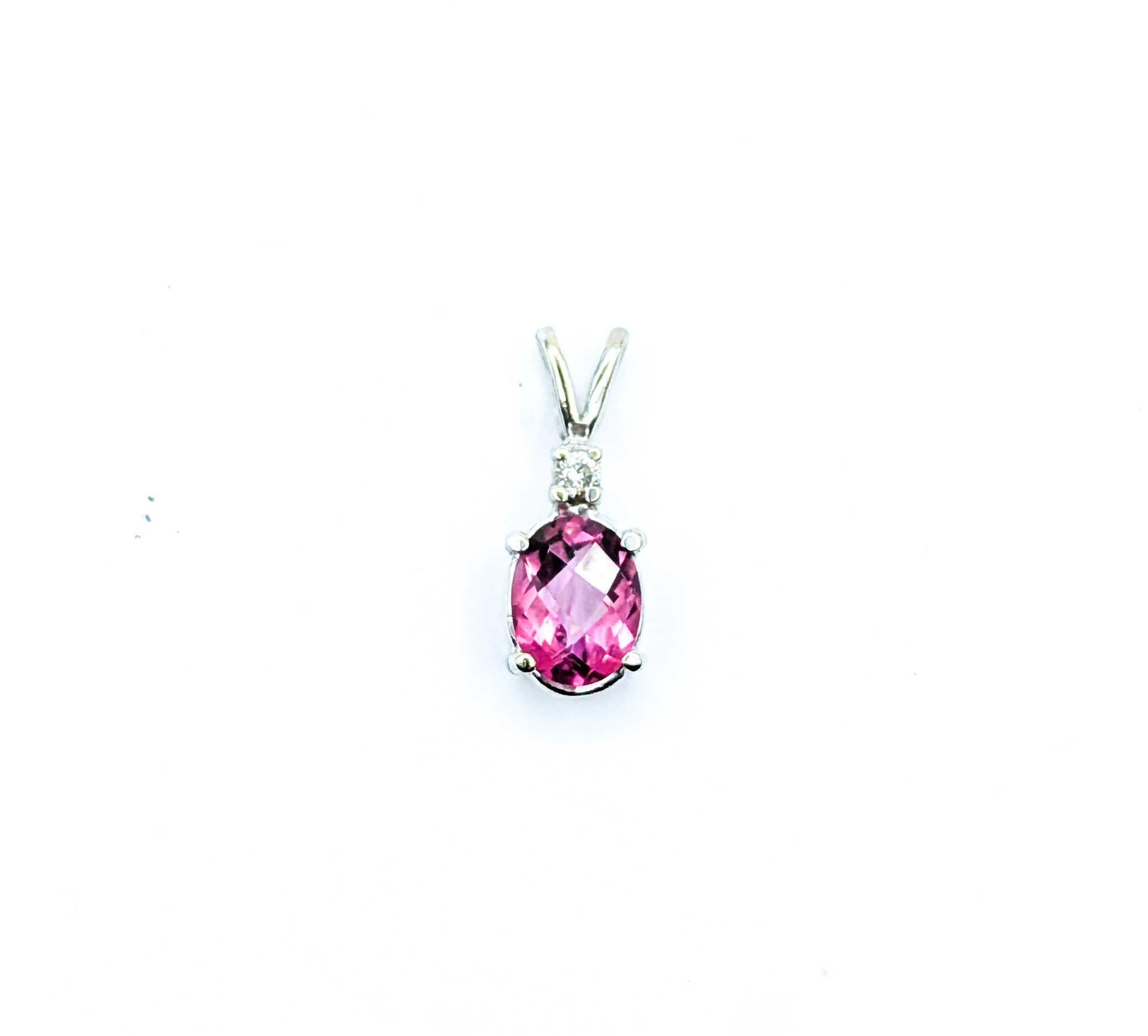 Ätherischer Pink Topas- und Diamant-Anhänger aus 10K Weißgold im Angebot 2