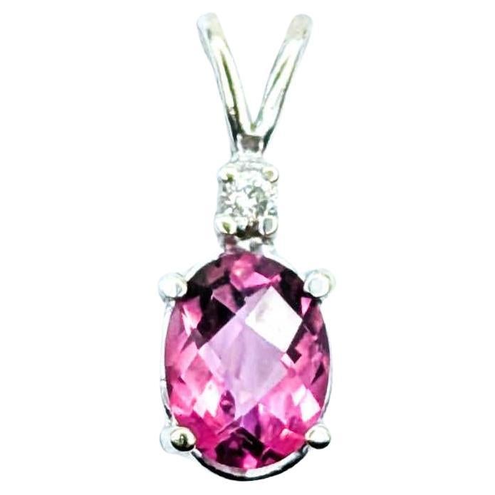Ätherischer Pink Topas- und Diamant-Anhänger aus 10K Weißgold im Angebot
