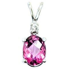 Ethereal Pink Topaz and Diamond Pendant in 10K White Gold