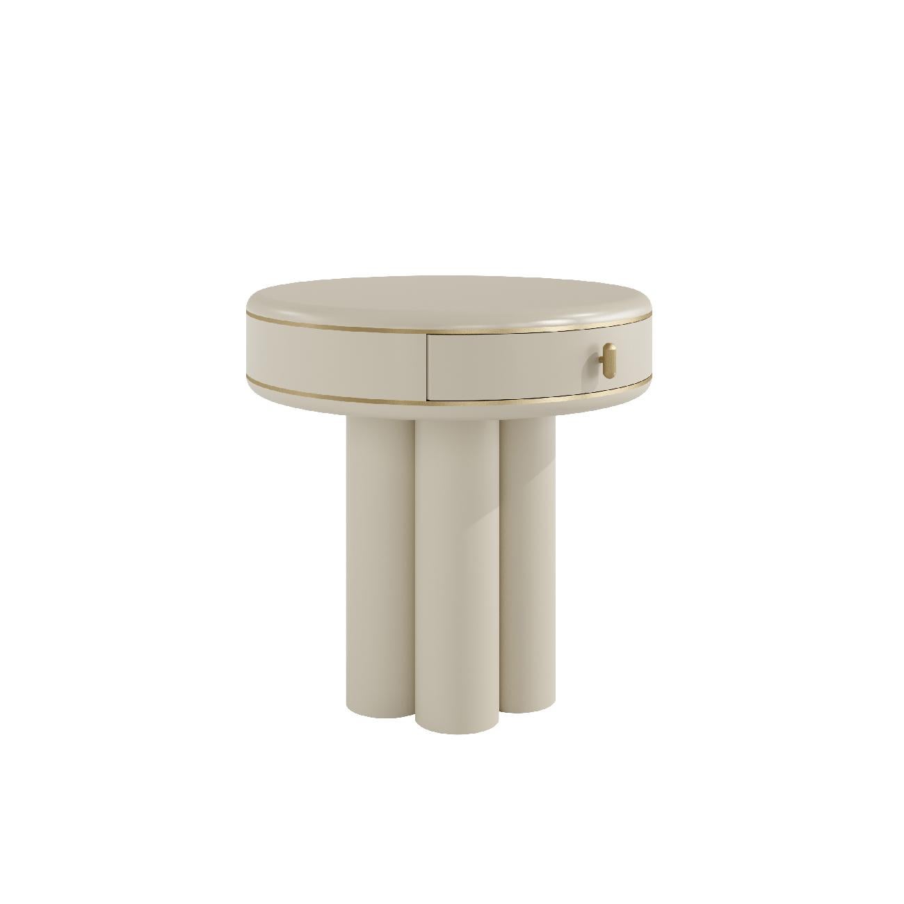 Portuguese ETHEREAL Round Modern Bedside Table For Sale