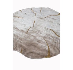 Tappeto annodato a mano “Ethereal Sandscape” – Motivo astratto e delicato in marmo e sabbia bianca – 6x6 piedi