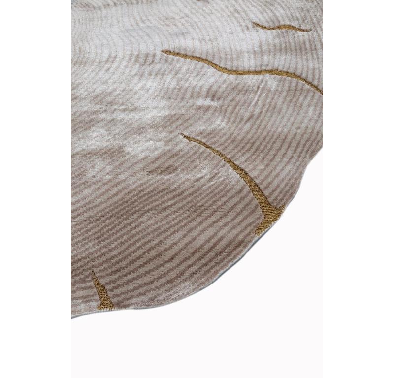 Modern Ethereal Sandscape Marble & White Sand 180X180 cm Handknotted Rug For Sale