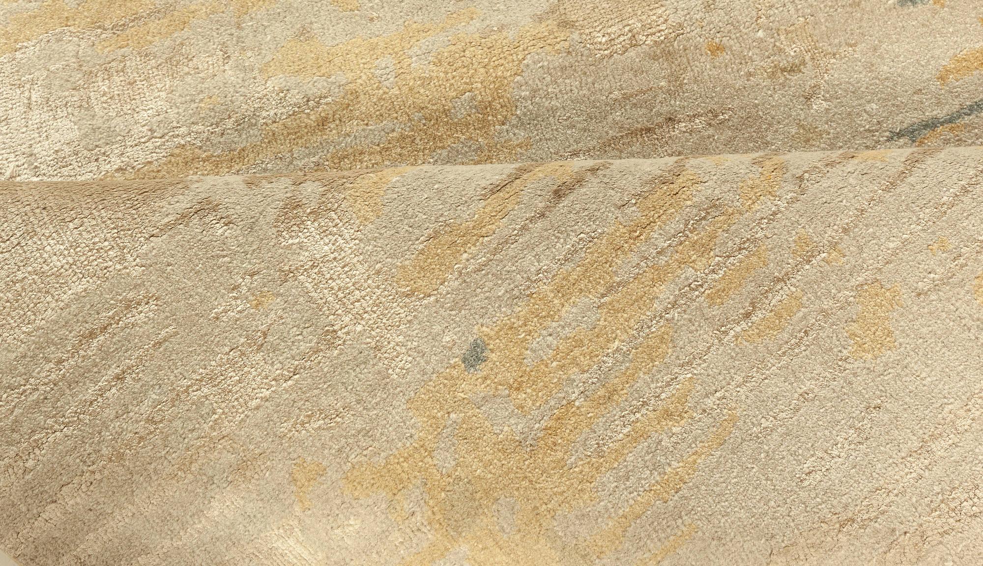 Annodato a mano Ethereal Terrain - Runner moderno in seta e lana annodato a mano di Doris Leslie Blau in vendita