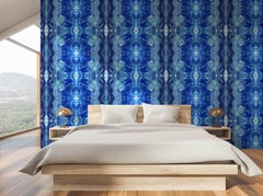 Ethereal Vision-Blueberry-Marble Printed Wallpaper