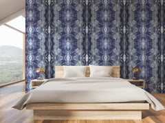 Ethereal Vision-Navy-Marble Printed Wallpaper