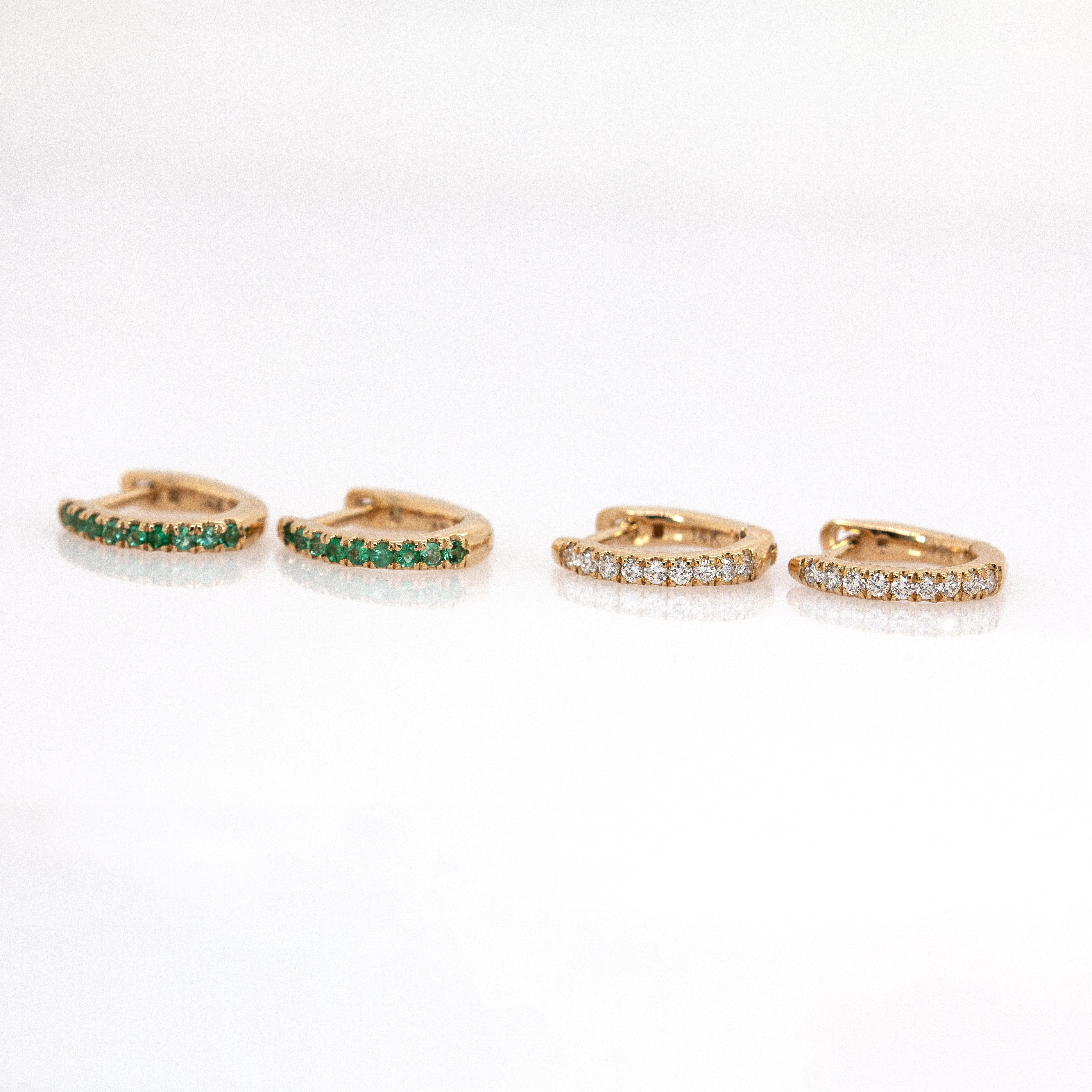 Ethically Sourced Diamond Huggies in Solid 14K Yellow Gold  Latch Back 10mm In condizioni Nuovo in vendita a Columbus, OH