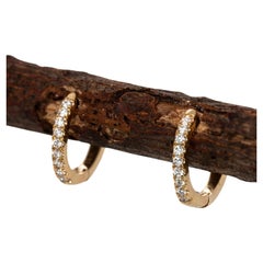 Ethically Sourced Diamond Huggies in Solid 14K Yellow Gold  Latch Back 10mm