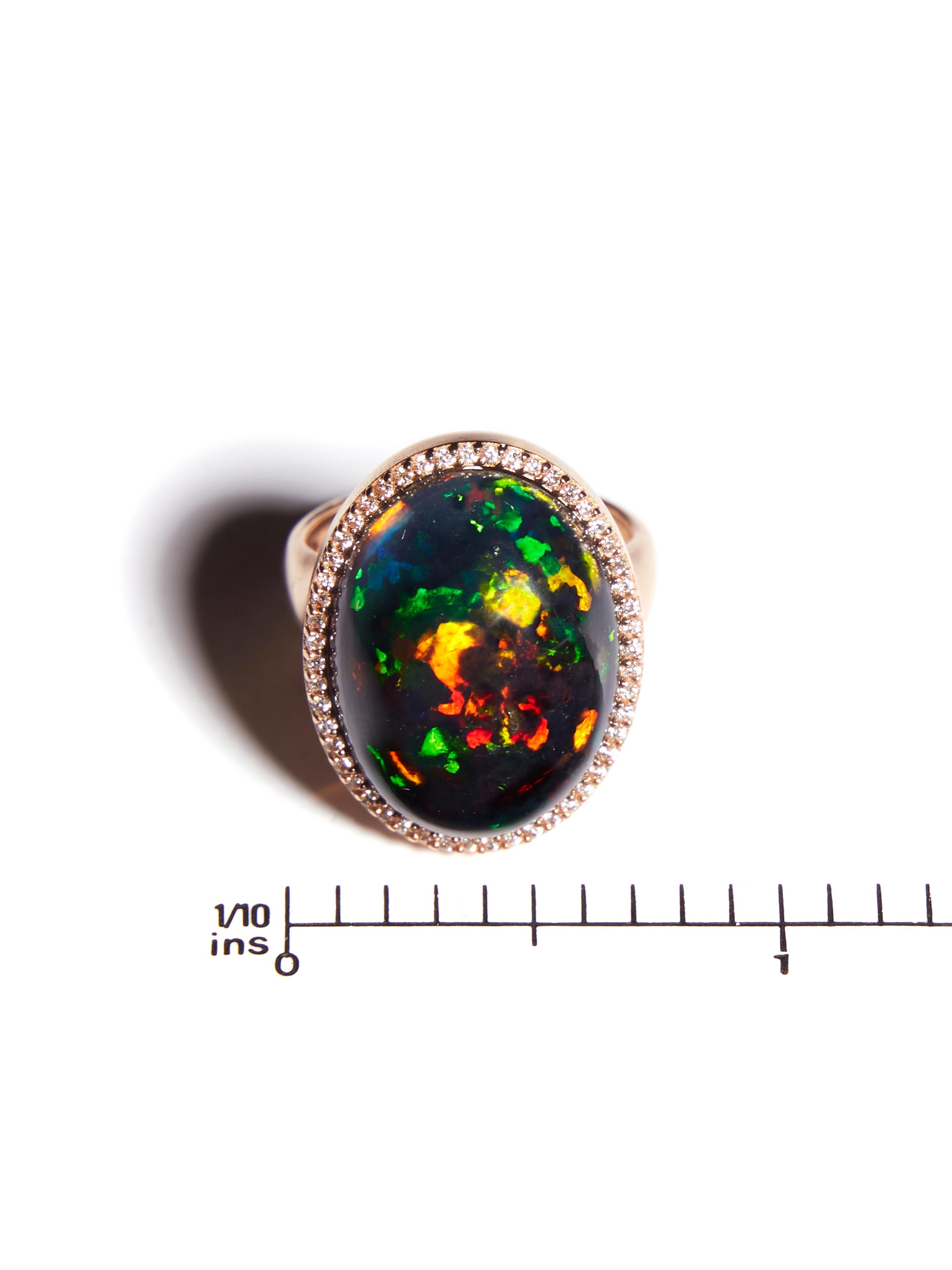black opal rose gold ring