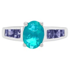 Ethiopian Blue Opal Ring with Iolites Sterling Silver