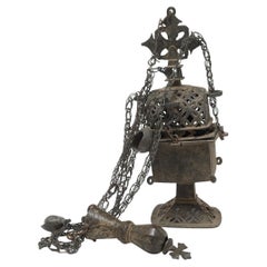 Äthiopischer Bronze- Censer mit Hängelampe, um 1850