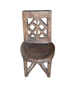 Ethiopian Carved Wooden Side Chair, Africa, 1920s