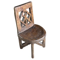 Ethiopian Carved Wooden Side Chair, Africa, 1920s