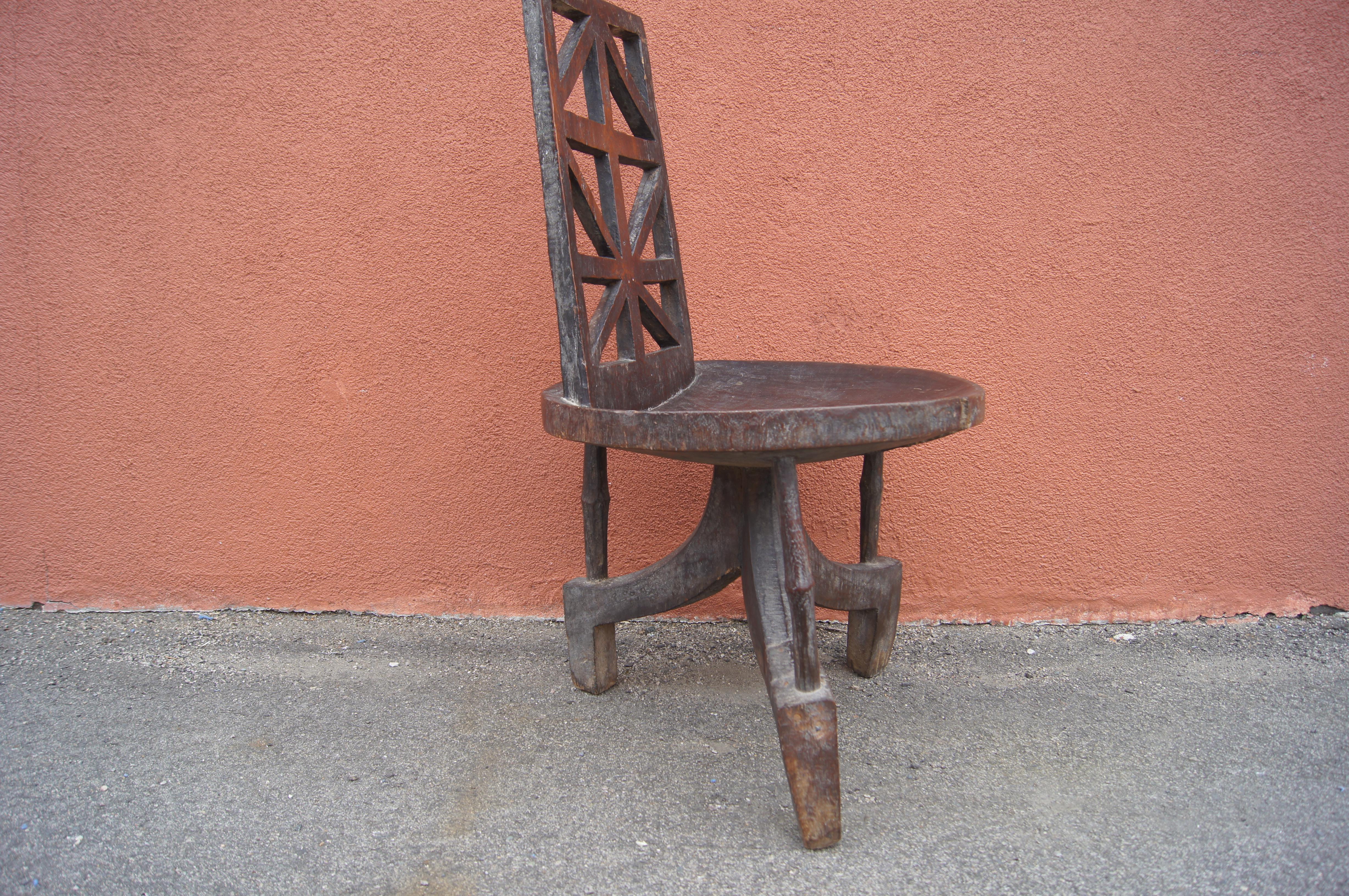 20th Century Ethiopian Chair of Carved Wood