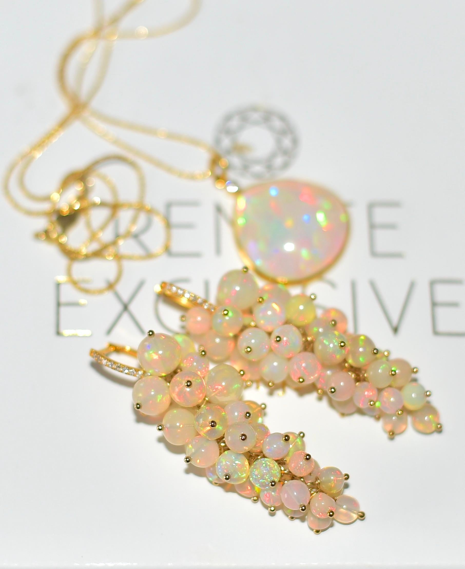 Women's Ethiopian Crystal Opal Earrings in 18K Solid Yellow Gold Diamond Hoop