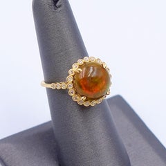 Ethiopian Fire Opal Round Shape Ring size 6