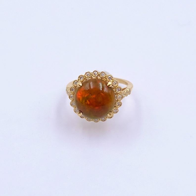 Women's or Men's Ethiopian Fire Opal Round Shape Ring size 6