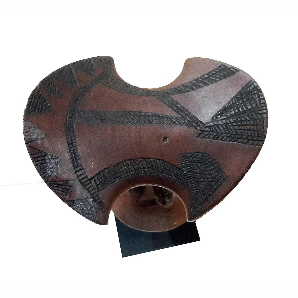 Ethiopian Hand Carved Teak Wood Headrest In Good Condition In New York, NY