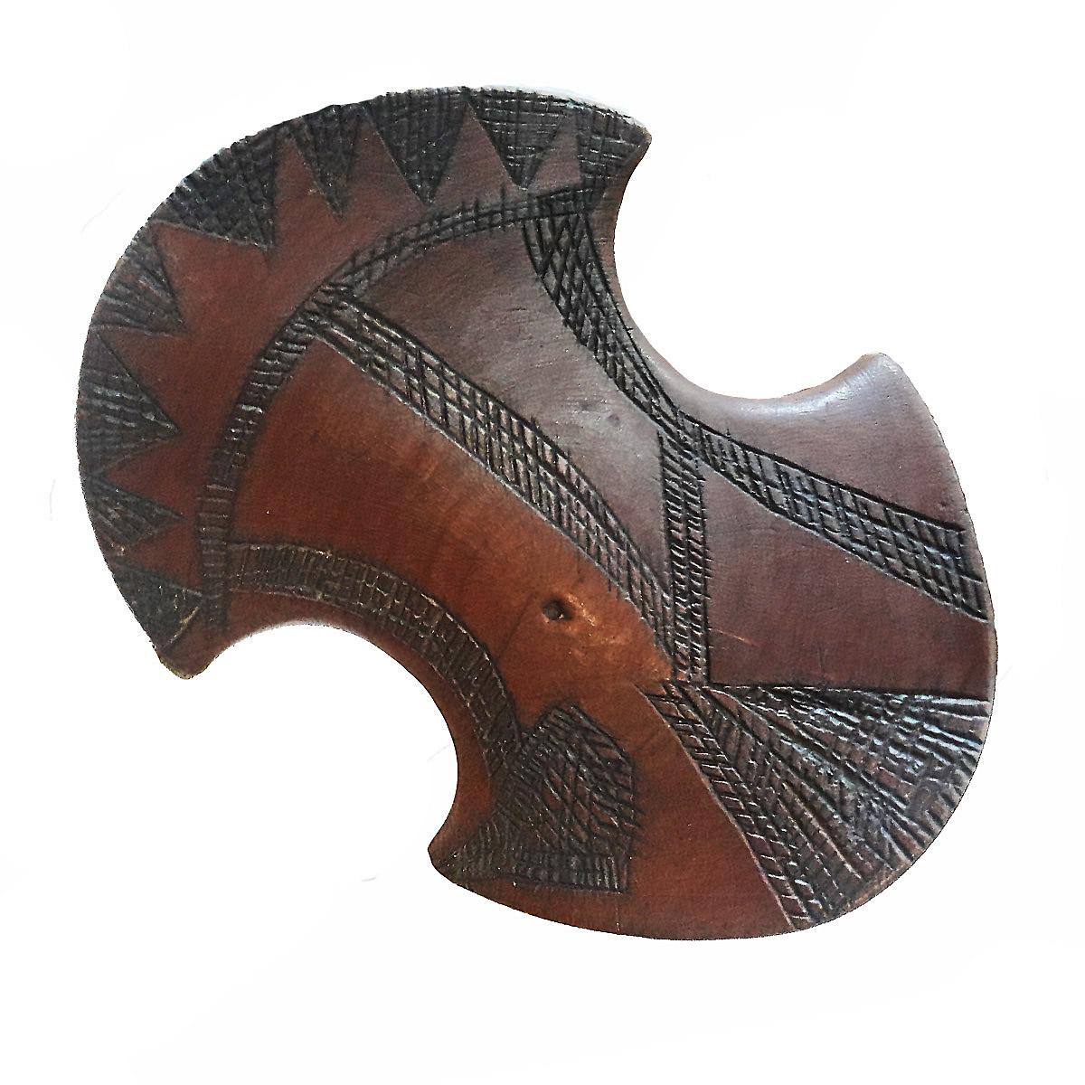 Late 20th Century Ethiopian Hand Carved Teak Wood Headrest
