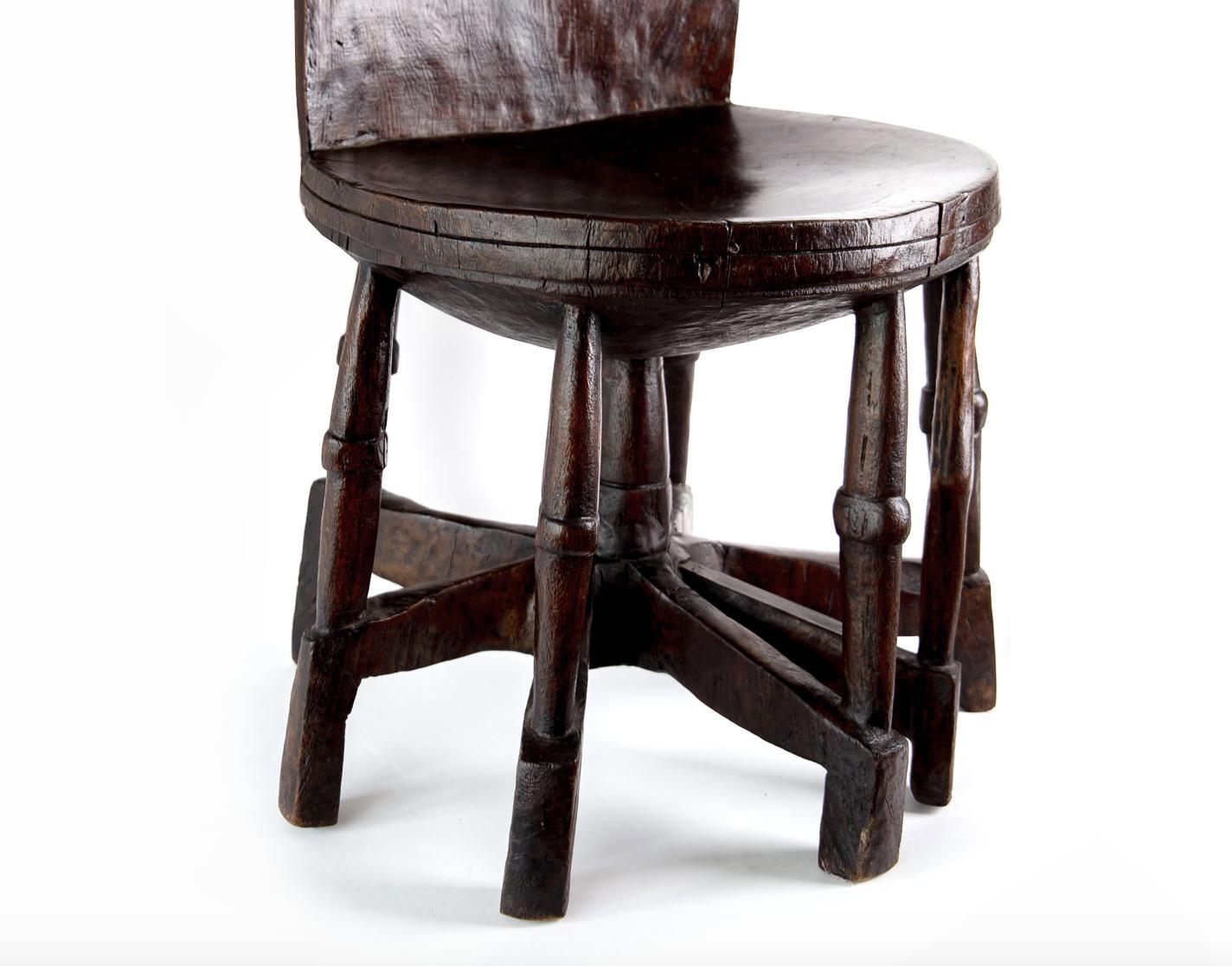 Hand-Carved Sculptural Ethiopian Jimma Chair, Carved from One Piece of Wood, circa 1880