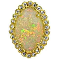 12,19 Karat äthiopischer Opal und Diamant Halo 22 Karat Gold Cocktail-Ring