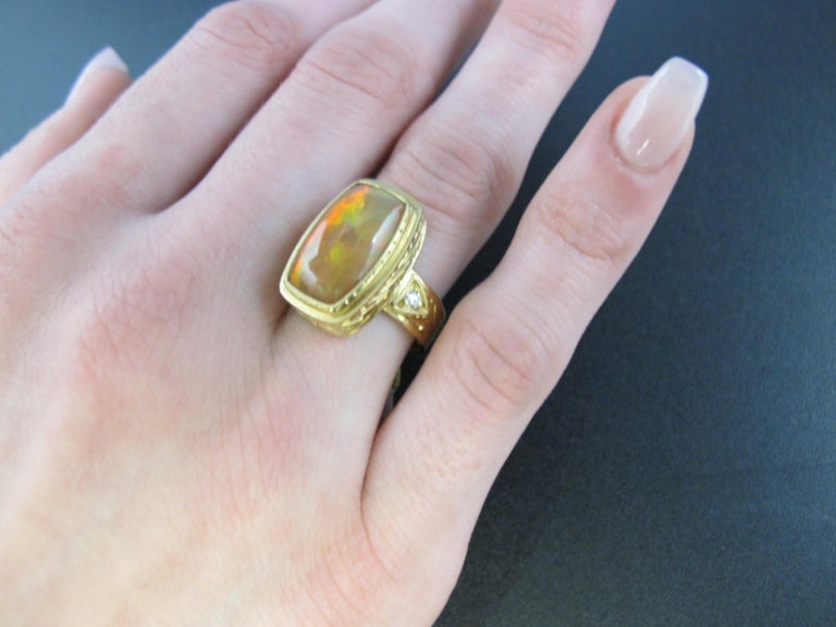 Ethiopian Opal and Diamond Ring For Sale at 1stdibs Ethiopian Opal and Diamond Ring For Sale at 1stdibs