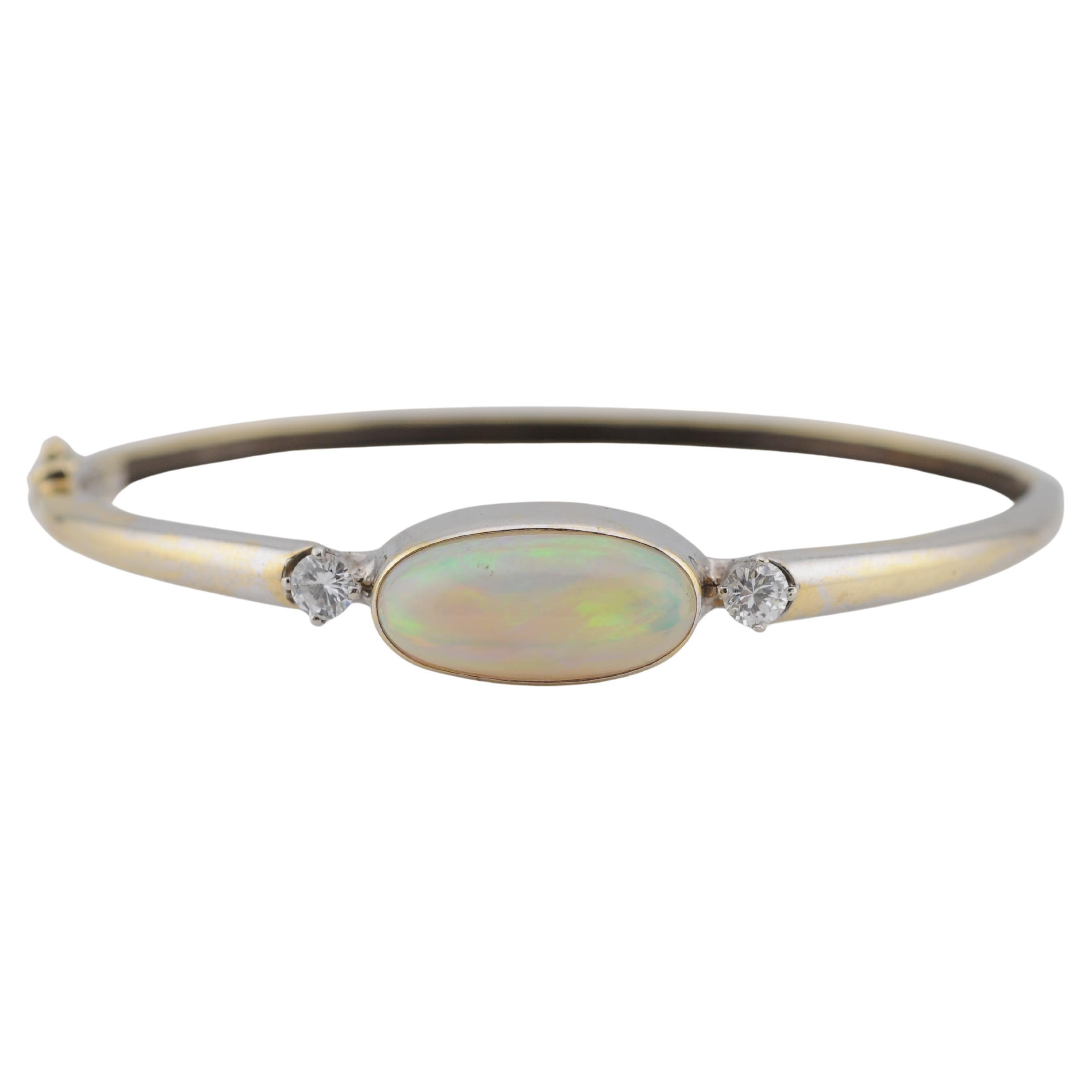 Ethiopian Opal and Diamond Ring in 14K Yellow & White Gold