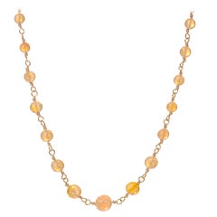Ethiopian Opal Bead Wire-Wrap Gold Necklace