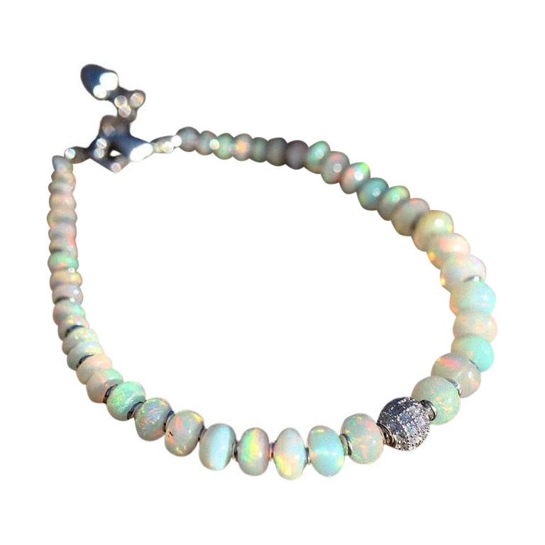 Ethiopian Opal Beaded Bracelet 925 Sterling Silver African Opal