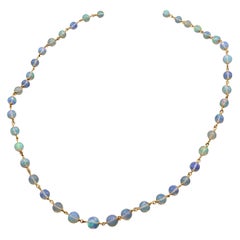 Ethiopian Opal Beads and 14 Karat Gold Bohemian Necklace