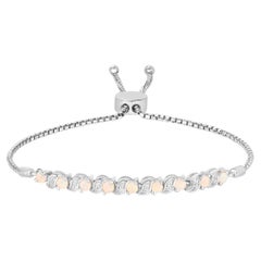 Ethiopian Opal Bracelet With White Topaz 0.86 Carats Sterling Silver
