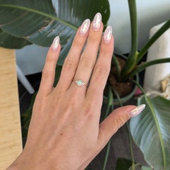 Ethiopian Opal Cabochon Ring with Diamond Accents: Solid 14K Gold, Oval 7x5mm