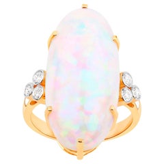 Äthiopischer Opal Cocktail-Ring Diamantfassung 13,63 Karat 14K Gelbgold