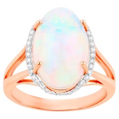 Äthiopischer Opal-Cocktailring mit Diamant-Halo 3,25 Karat 14K Roségold