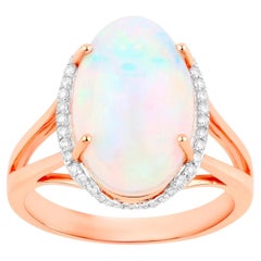 Ethiopian Opal Cocktail Ring With Diamond Halo 3.25 Carats 14K Rose Gold