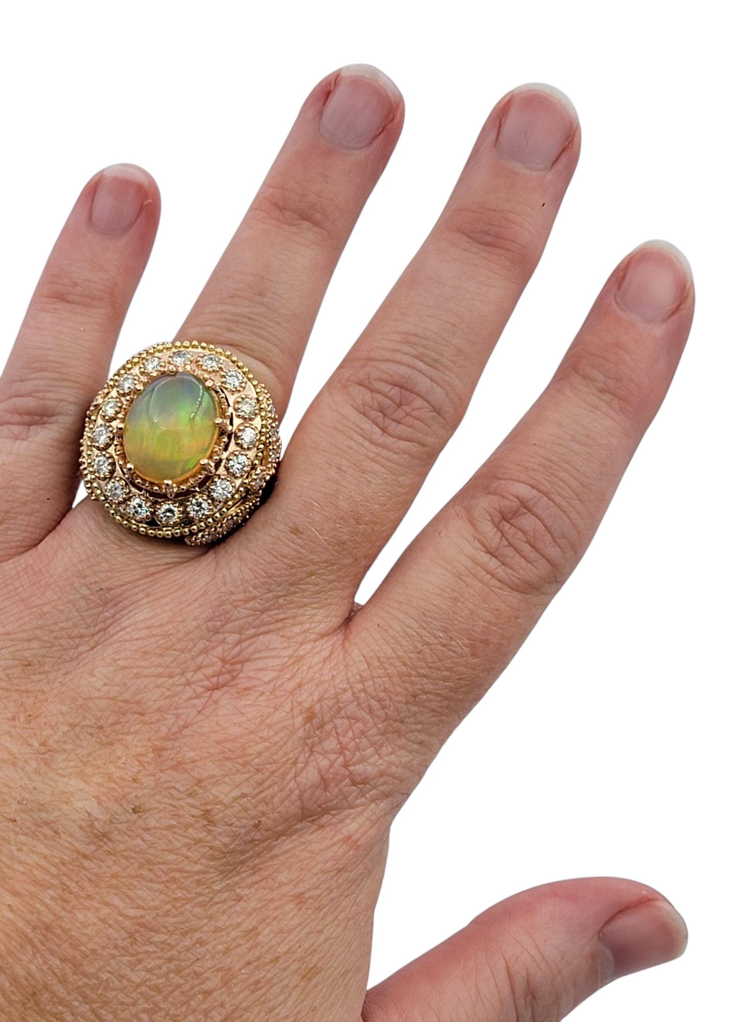 Bague cocktail éthiopienne avec halo de diamants et rubis à motif libellule en or 14 carats Pour femmes en vente