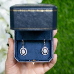 Ethiopian Opal Dangle Earrings Blue Sapphire 2.7 Carats Silver