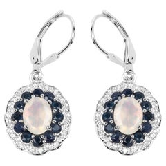 Orecchini pendenti di opale etiope Zaffiro blu 2,7 carati A. Silver