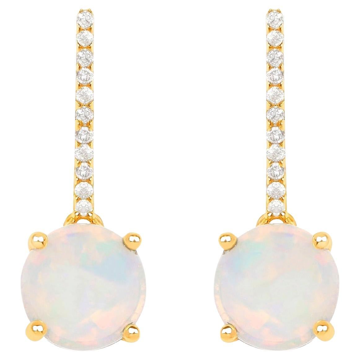 Äthiopischer Opal Ohrhänger Diamanten 1,05 Karat 14K Gelbgold