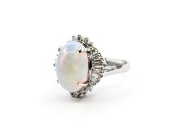 Ethiopian Opal & Diamond Ring in Platinum