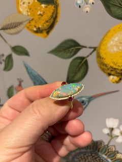 ETHIOPIAN OPAL DIAMONDS RUBIES Ring