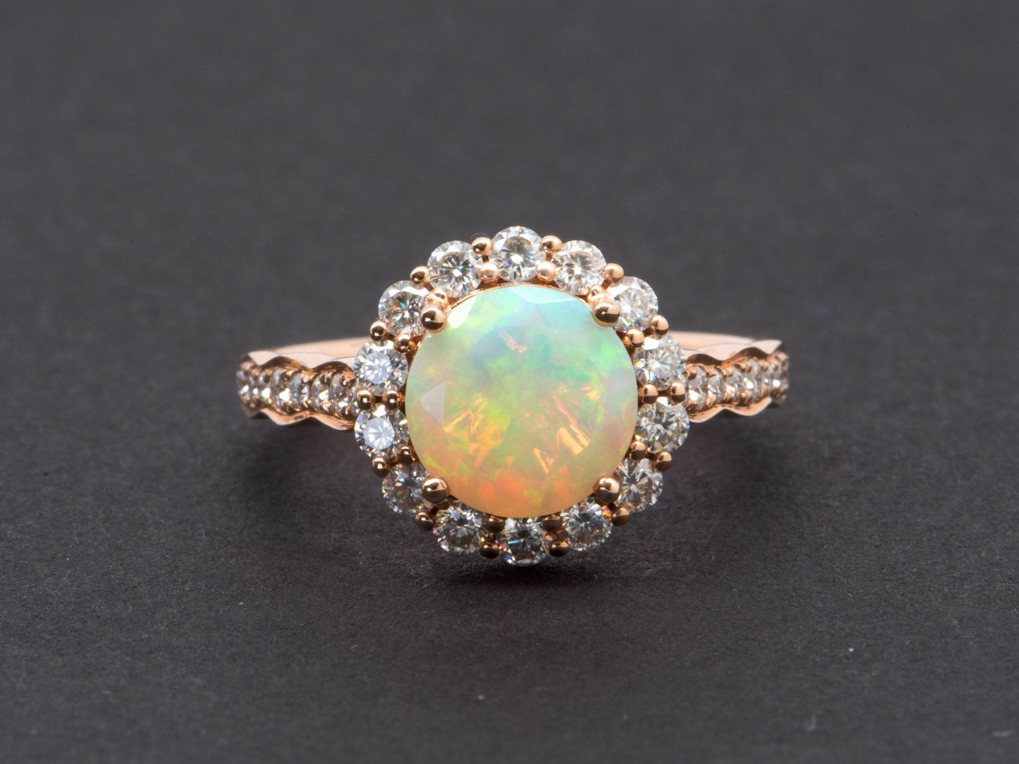 opal moissanite engagement rings