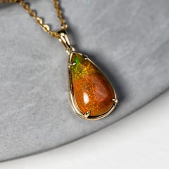 Ethiopian Opal Necklace 14k Yellow Gold
