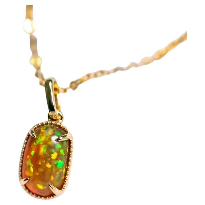 Collier d
opale éthiopienne en or jaune 14k en vente