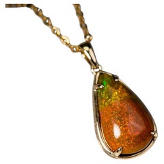 Ethiopian Opal Necklace 14k Yellow Gold