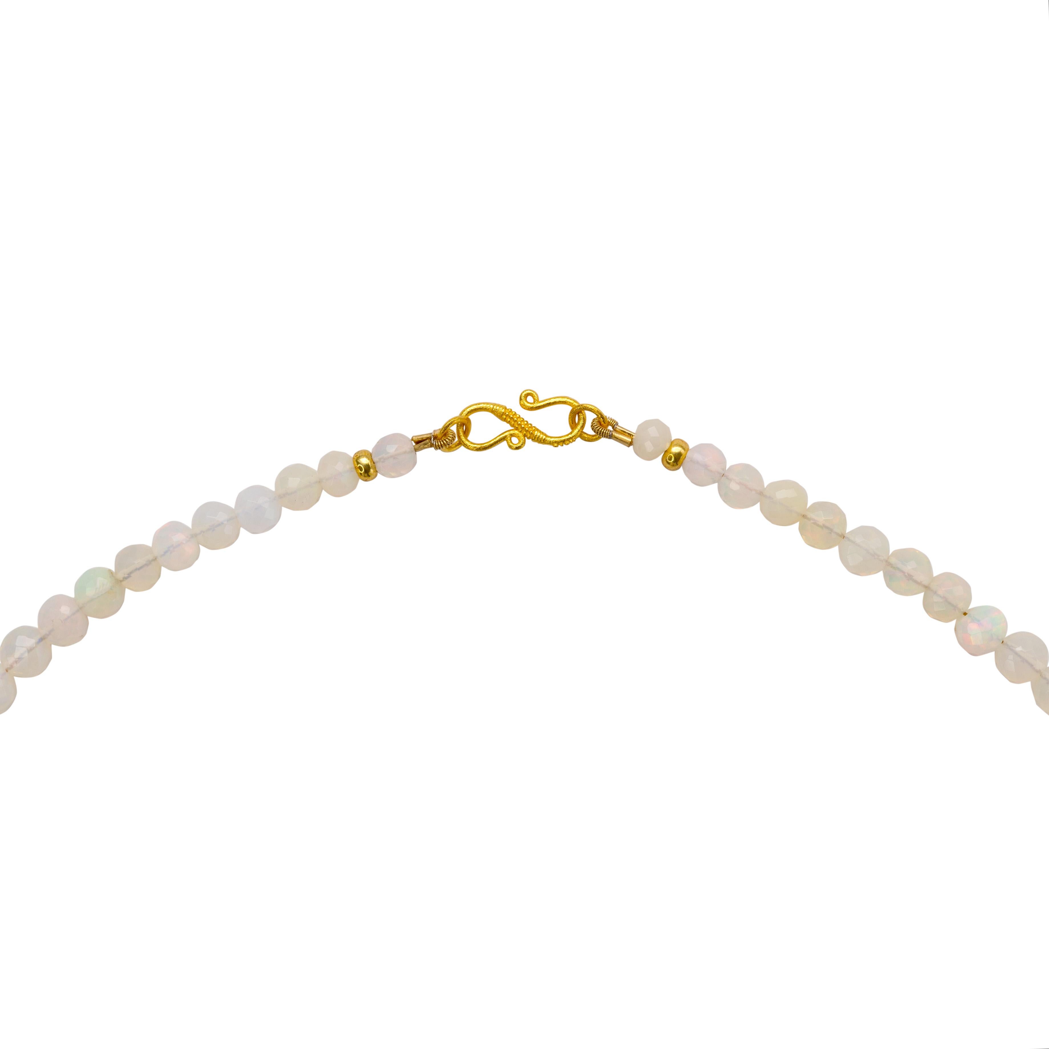 Artisan Ethiopian Opal Necklace 18K Gold - by Bombyx House For Sale