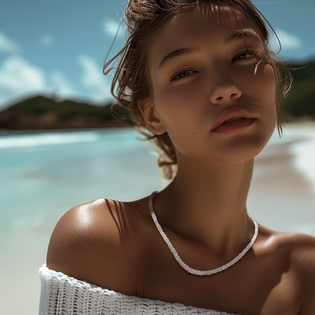 Questa collana, impreziosita da opali etiopi graduati, ti permette di entrare in ogni stanza con sicurezza e grazia. Sussurra eleganza e individualità, facendo capire chi sei senza pronunciare una sola parola.

	-	16