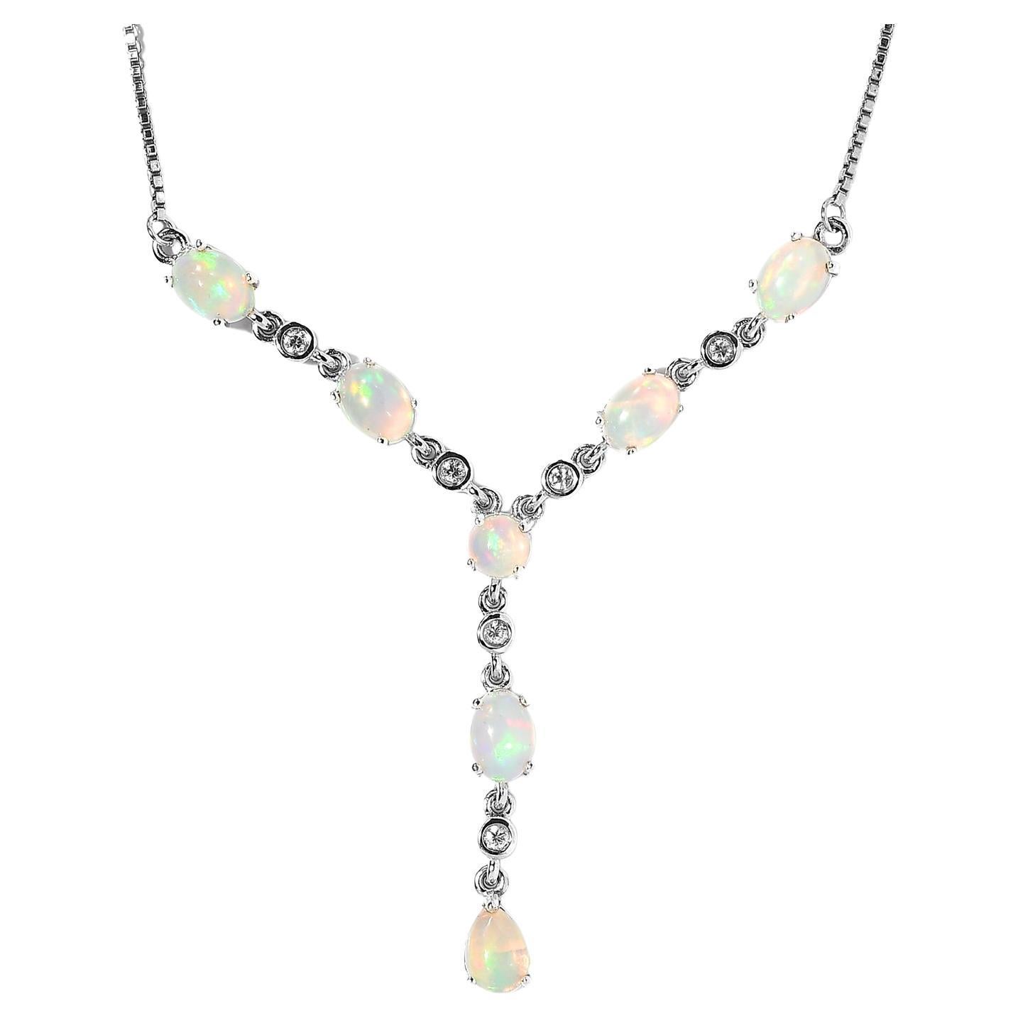 Collana di opale etiope in argento 925 Collana di anniversario con pietra di nascita