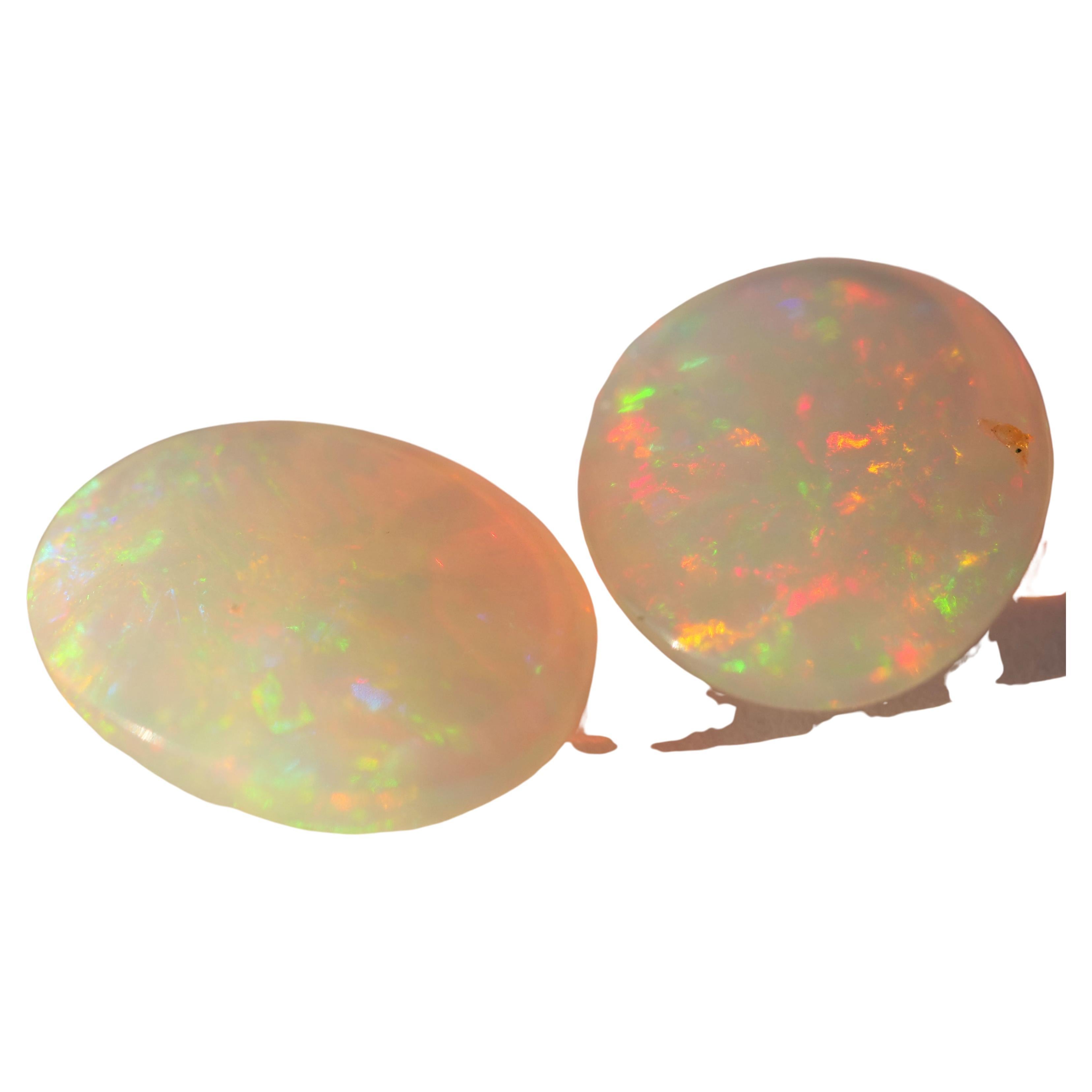 Äthiopischer Opal, Paar 5 ct 12 mm x 10 mm AAA+ Großer Feuer-Ohrring (Moderne) im Angebot
