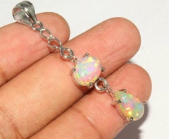 Ethiopian Opal Pendant 925 Silver Genuine Opal Necklace Statement Pendant Gift.