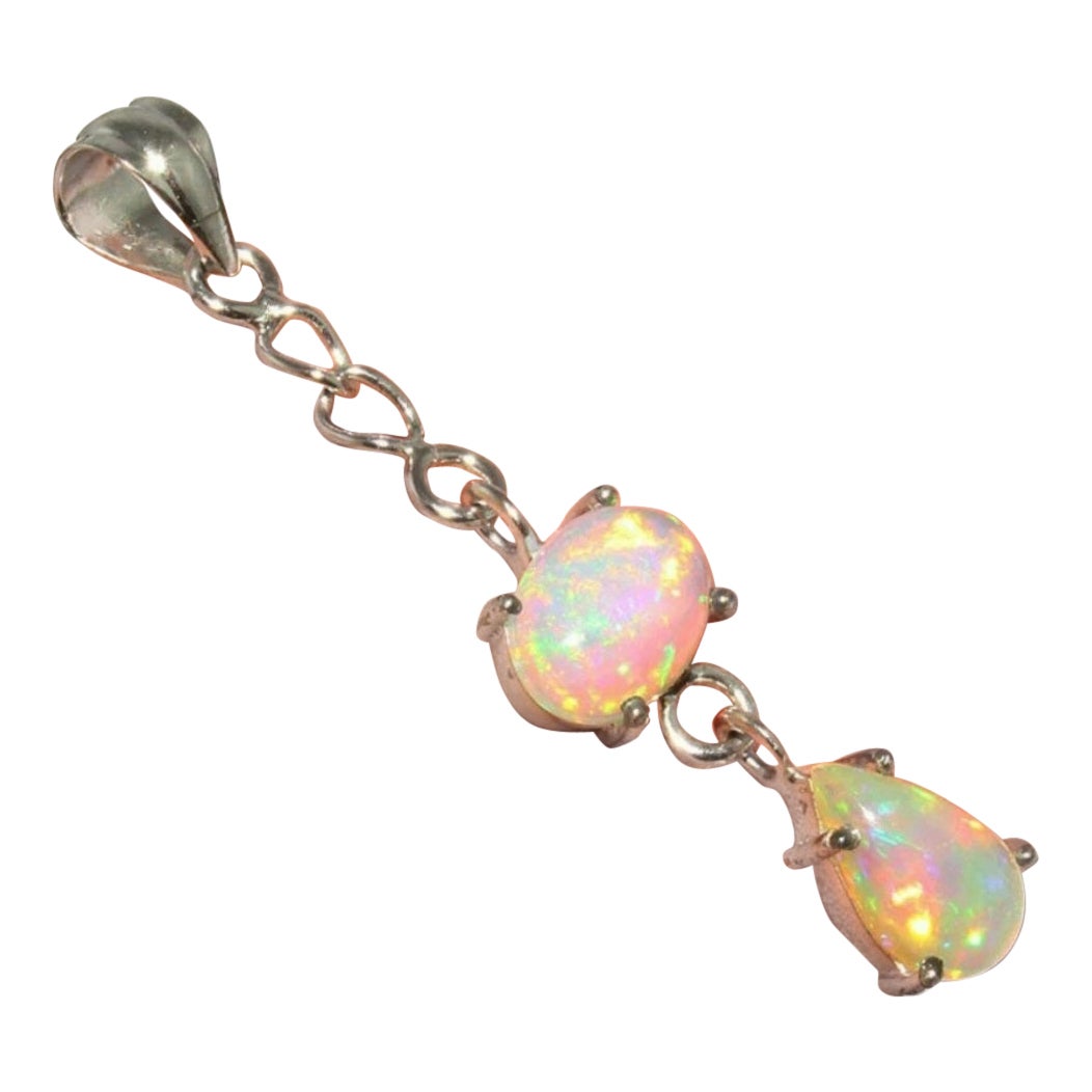 Pendentif en Opale Éthiopienne 925 Silver Genuine Opal Necklace Statement Pendant Cadeau. en vente